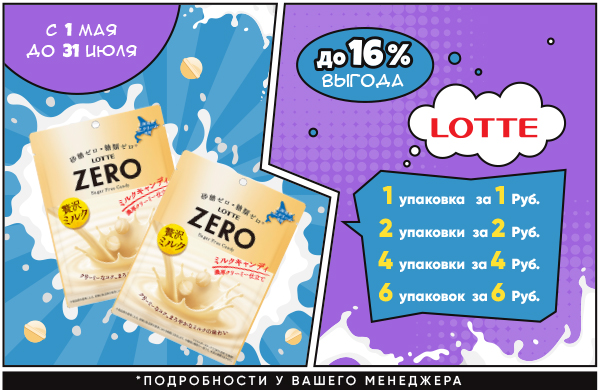 Акция LOTTE "Драже Zero за 1 руб."